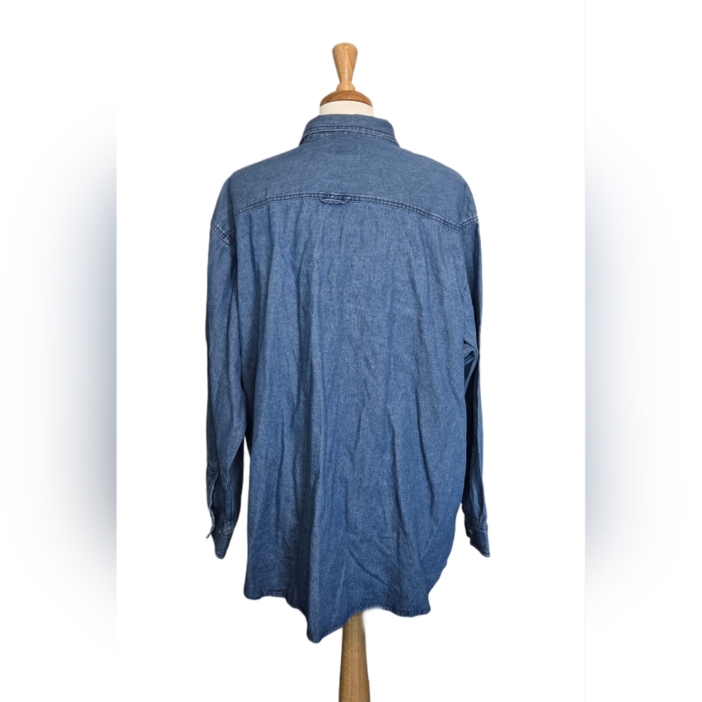 Dakota 3XLT Denim‎ Button Up Shirt Blue 100% Cotton Long Sleeve Western Workwear - Picture 3 of 9